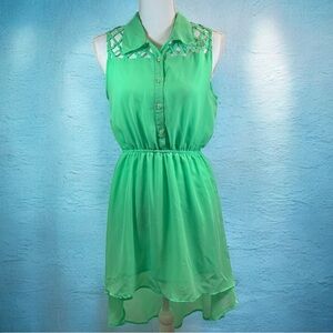 Anthropologie LIVE 4 TRUTH Mint Green Lattice Top High Low Tree Sundress sz M